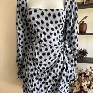 & Other Stories Black Ruched Wrap Mini Dress